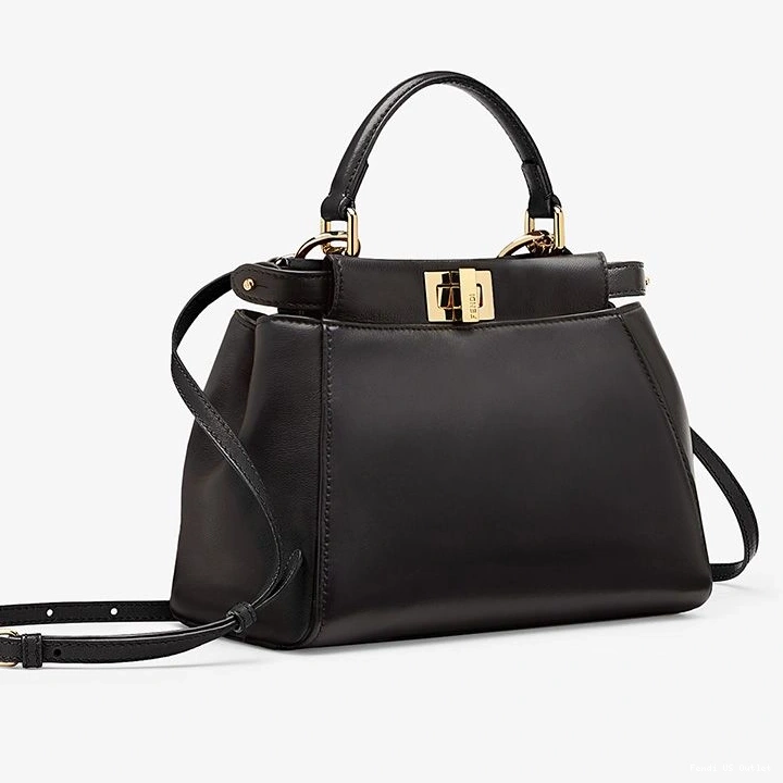 Affordable HOT In Handbag Peekaboo Mini Fendi Nappa Black Iconic Leather 0817